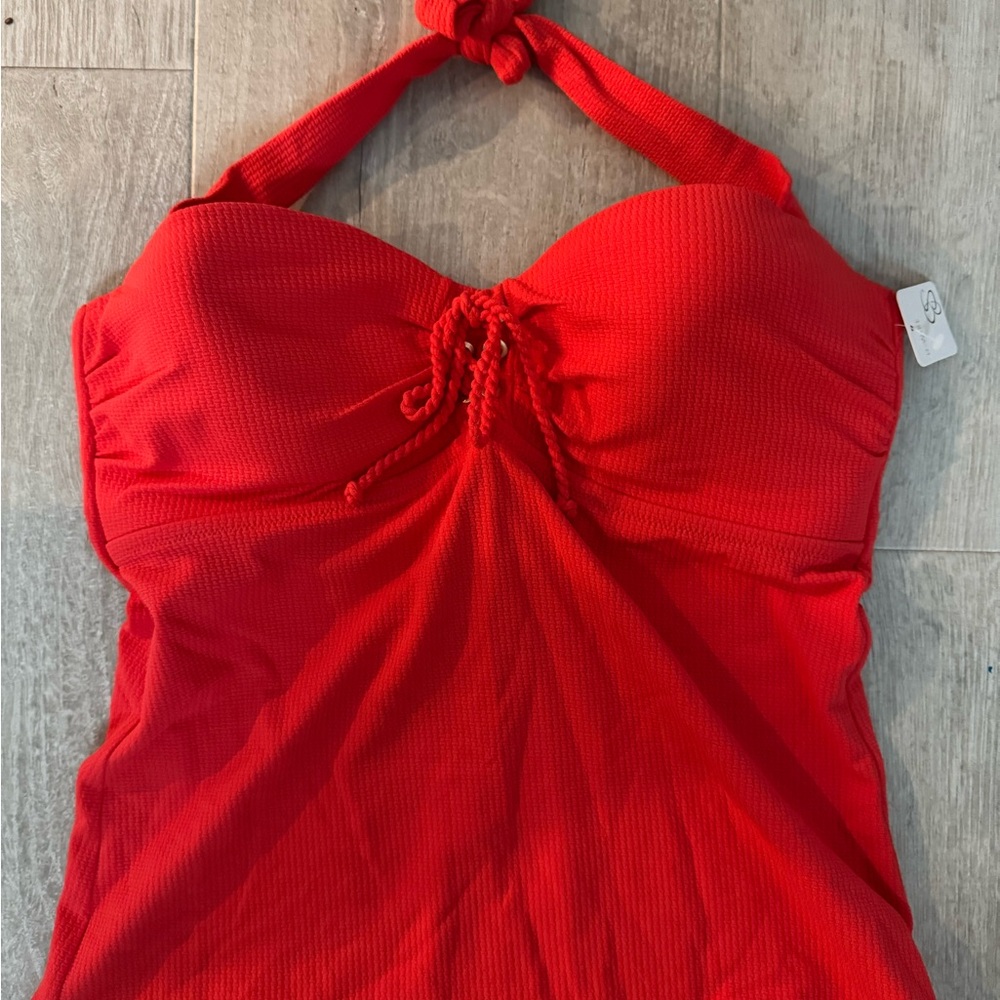 Jessica Simpson Red Halter Swim Top
